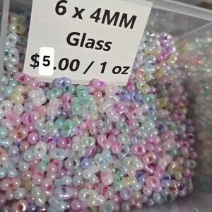 Pastel Peanut Glass Beads 6x4MM